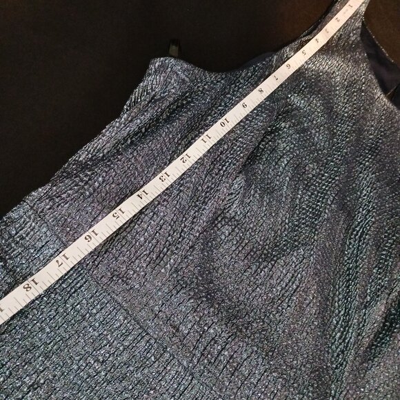 NEW Dessy Collection Sleeveless Metallic Trumpet Gown, Midnight Navy, Size 12 - Picture 6 of 7